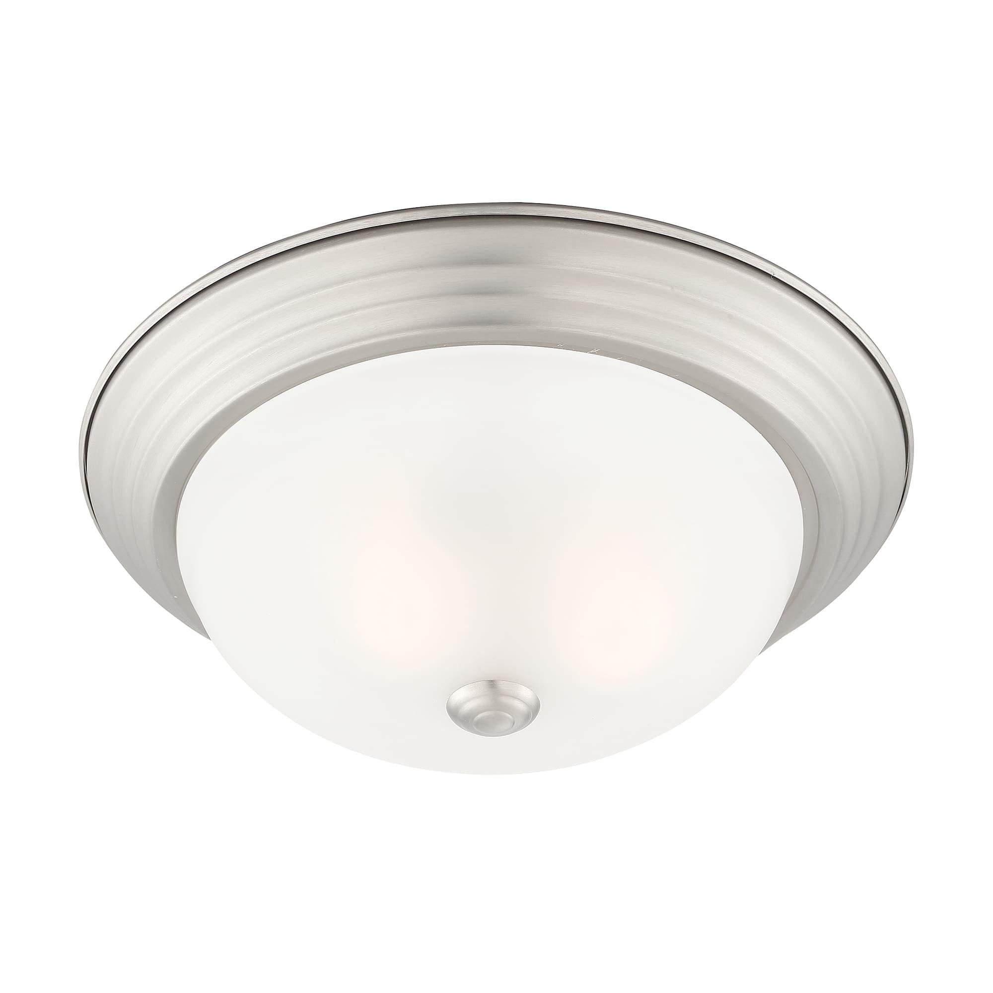 Contemporary Pewter 13'' Flush Mount Ceiling Light with Etched Glass