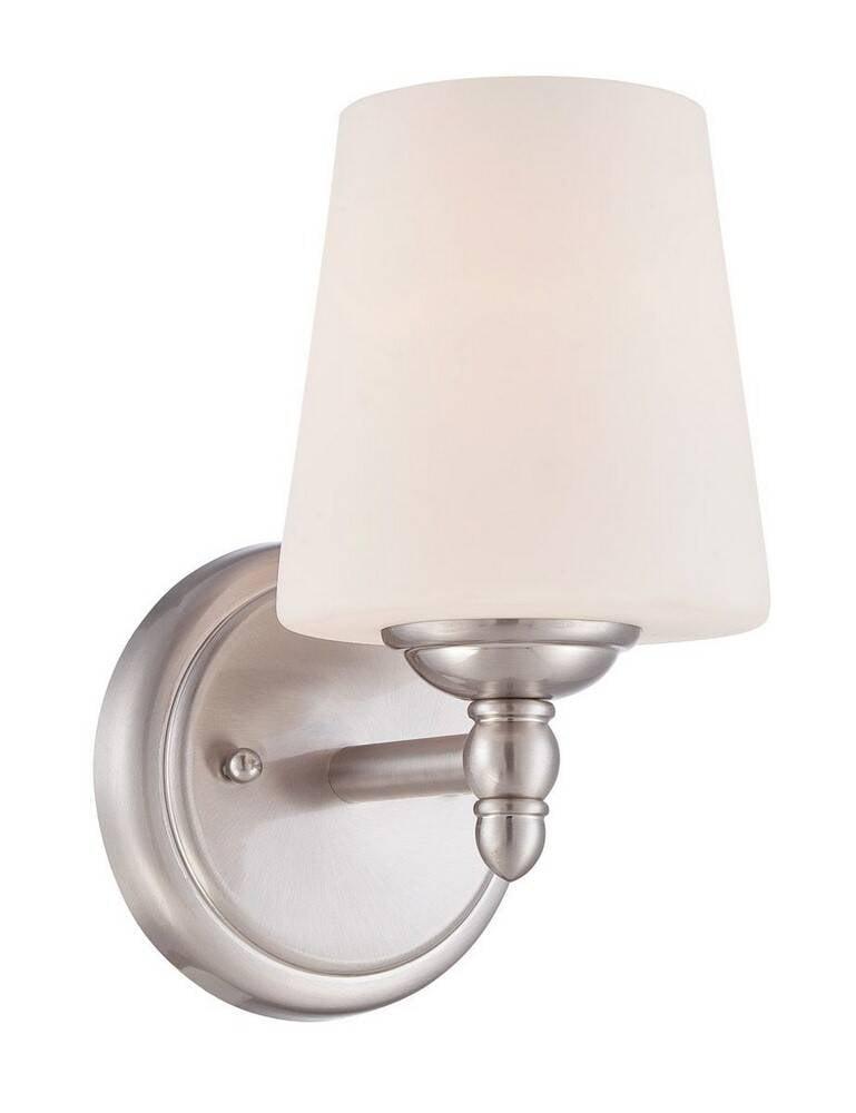 Darcy 9" Brushed Nickel Wall Sconce with Opal Glass Shade