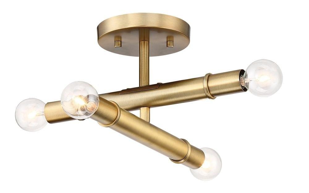 Emmett Mid-Century Modern 12" Semi-Flush Mount in Old Satin Brass