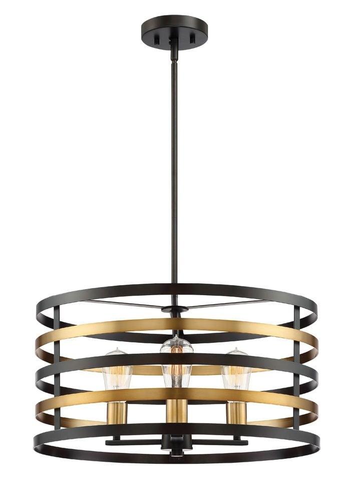 Mya Contemporary Drum Pendant Light in Antique Bronze