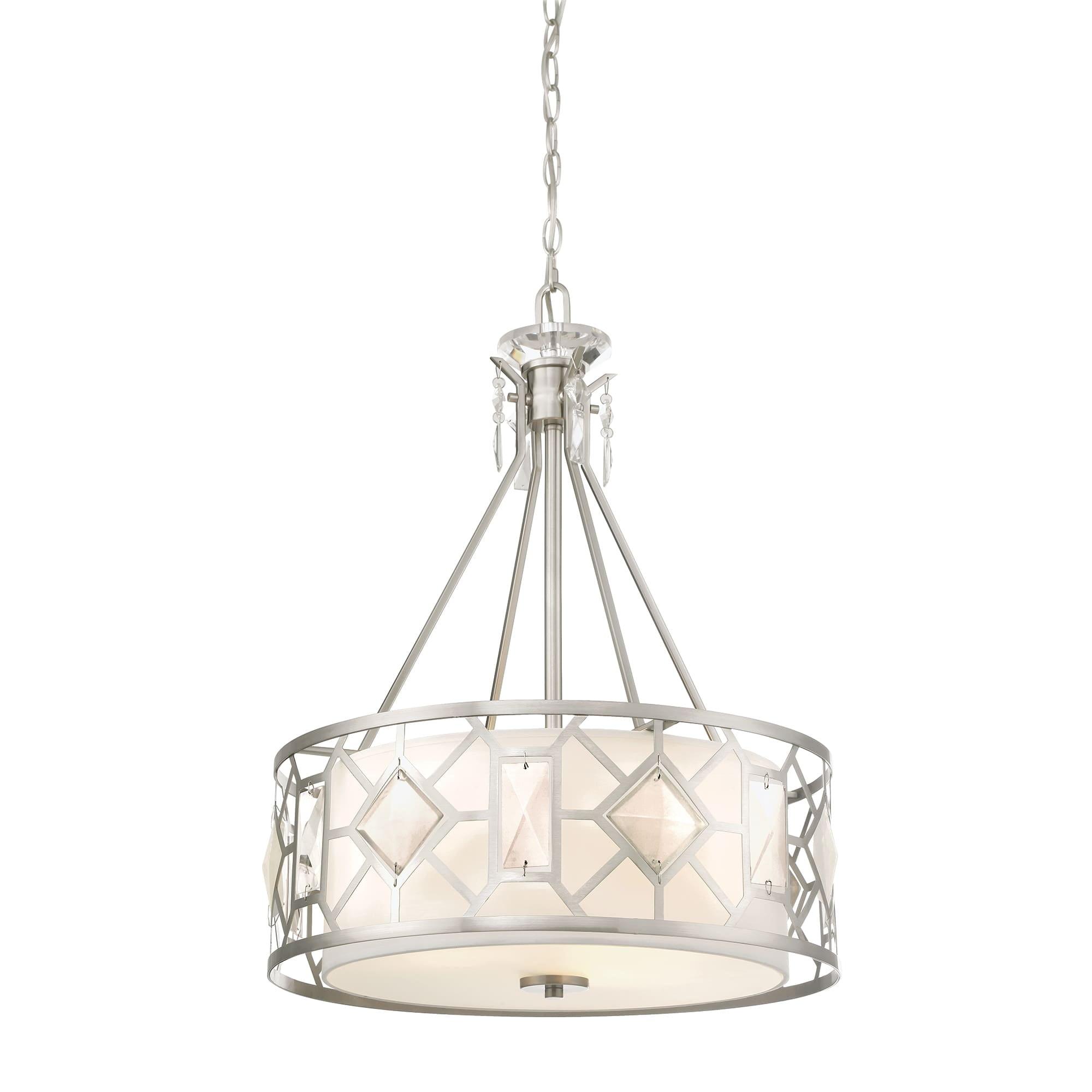 Brentwood Silver Crystal Drum Pendant Light 19.88 in