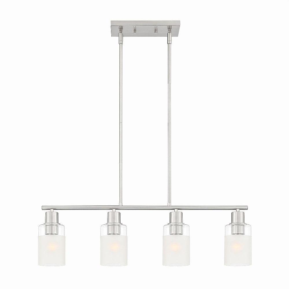 Cedar Lane Brushed Nickel 4-Light Glass Island Pendant