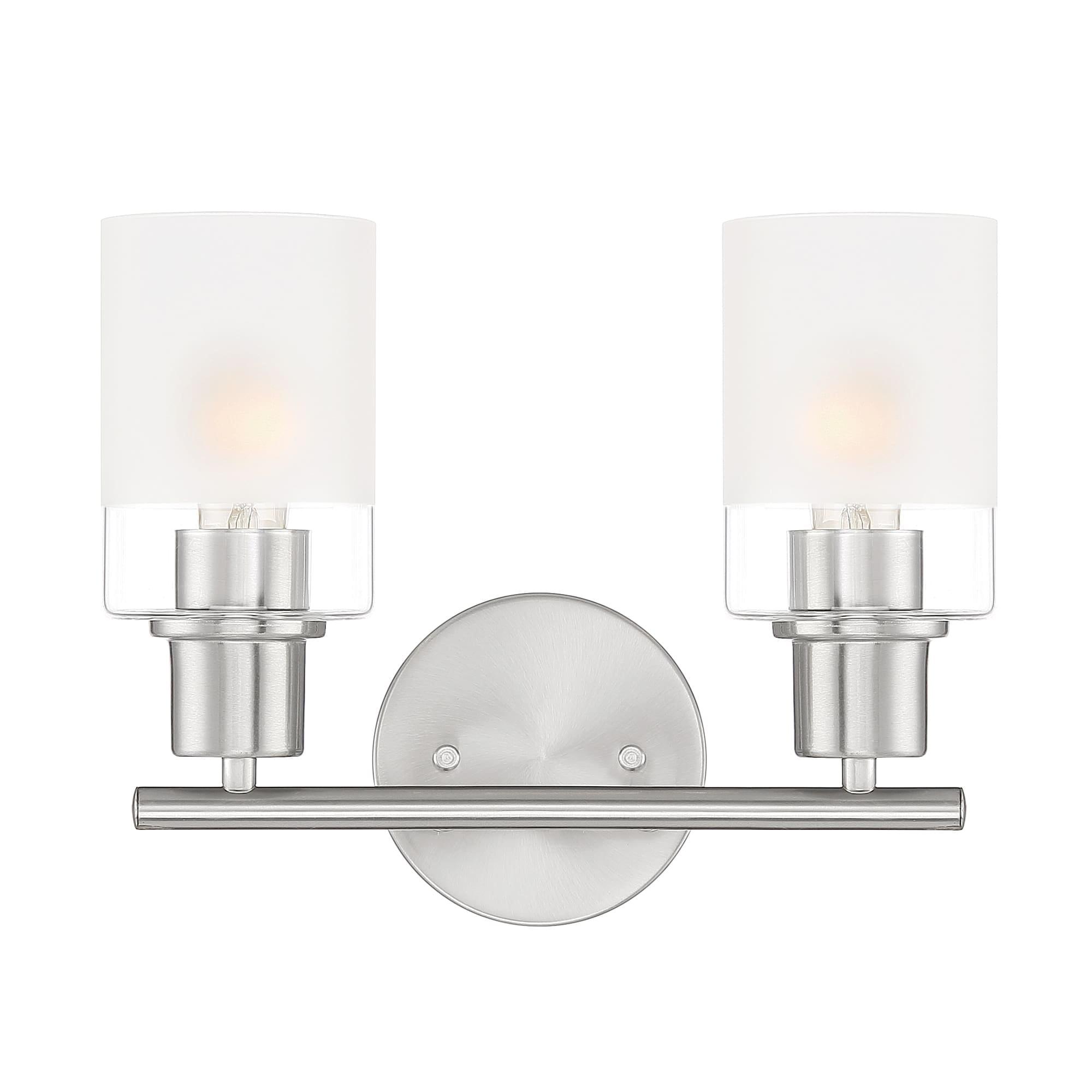 Brushed Nickel 2-Light Dimmable Bathroom Vanity Fixture