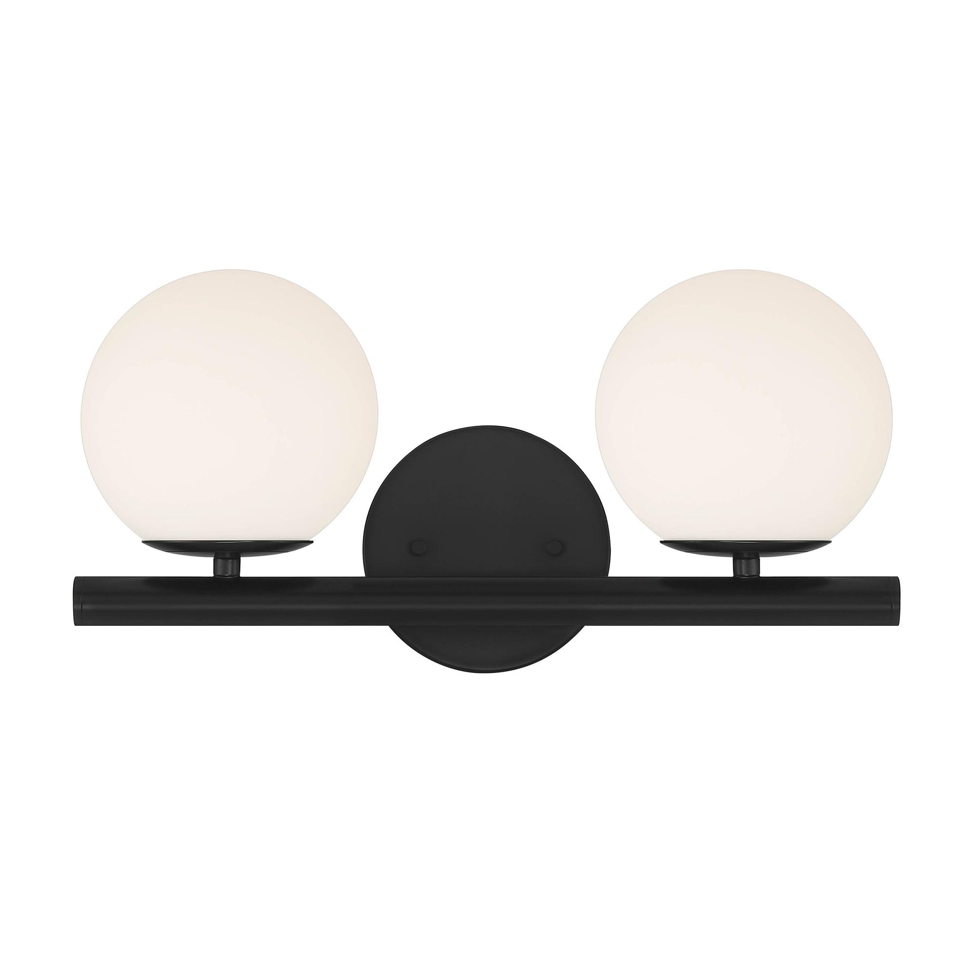 Matte Black Globe Shade 2-Light Vanity Fixture