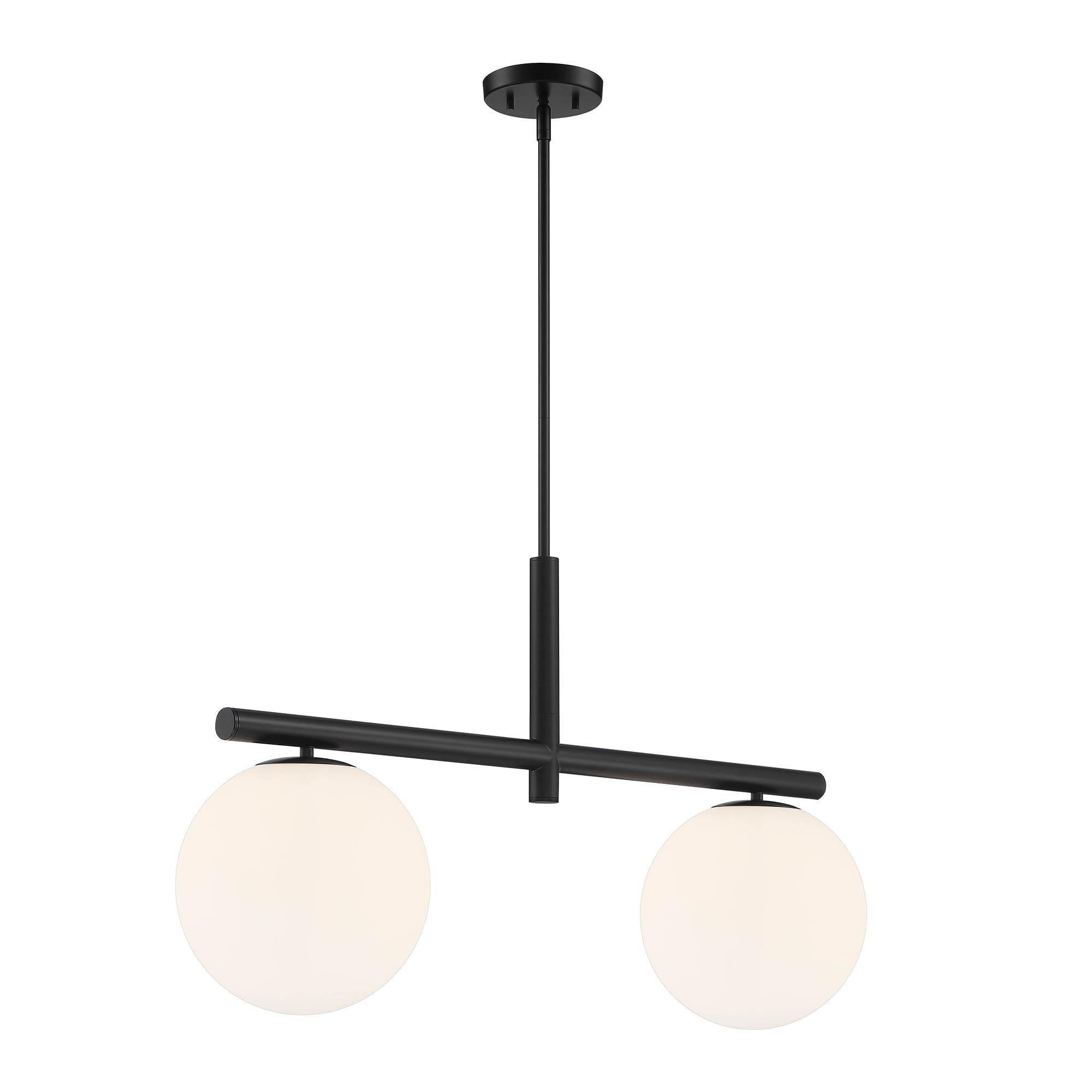 Crown Heights Modern Matte Black Steel Island Pendant with Opal Glass Shades