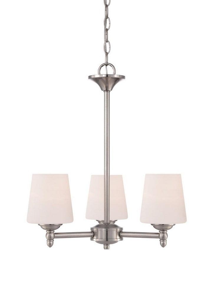 Darcy Brushed Nickel Mini 3-Light Chandelier with Opal Glass Shades