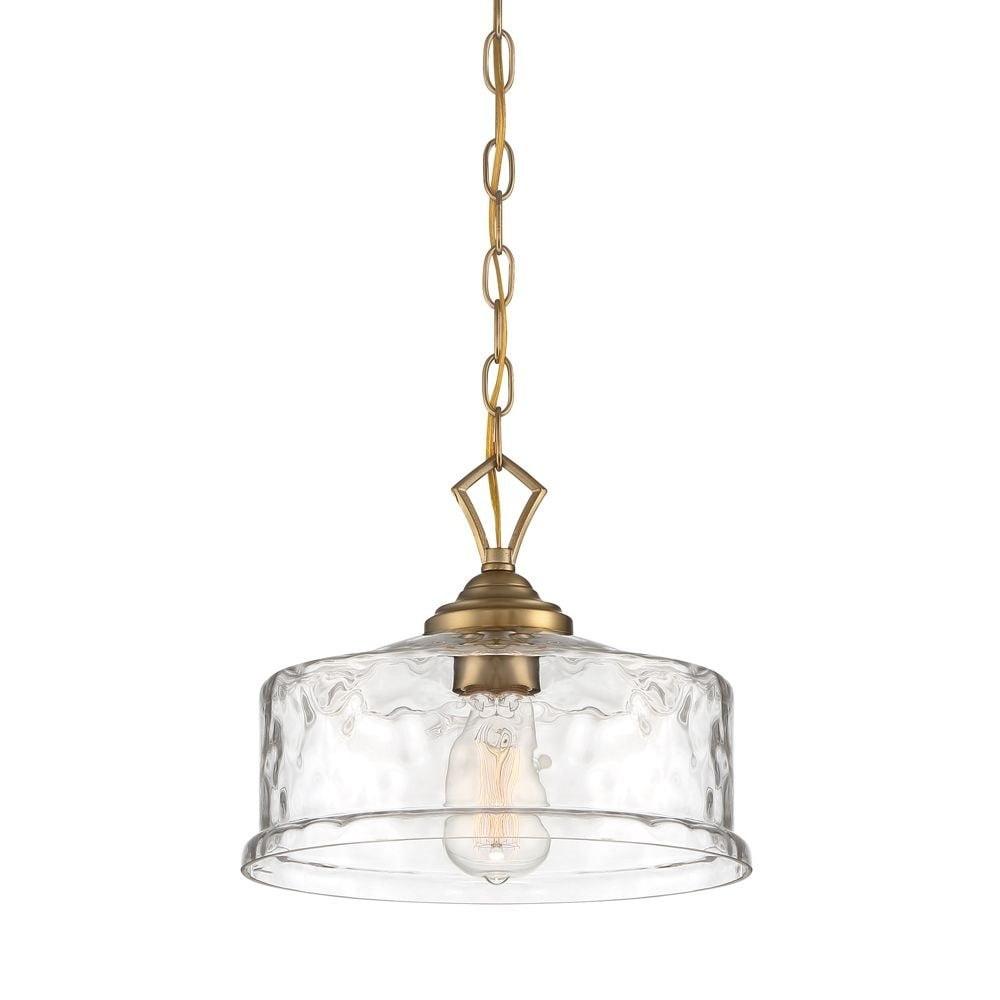 Drake 12" Brushed Gold Glass Drum Pendant Light