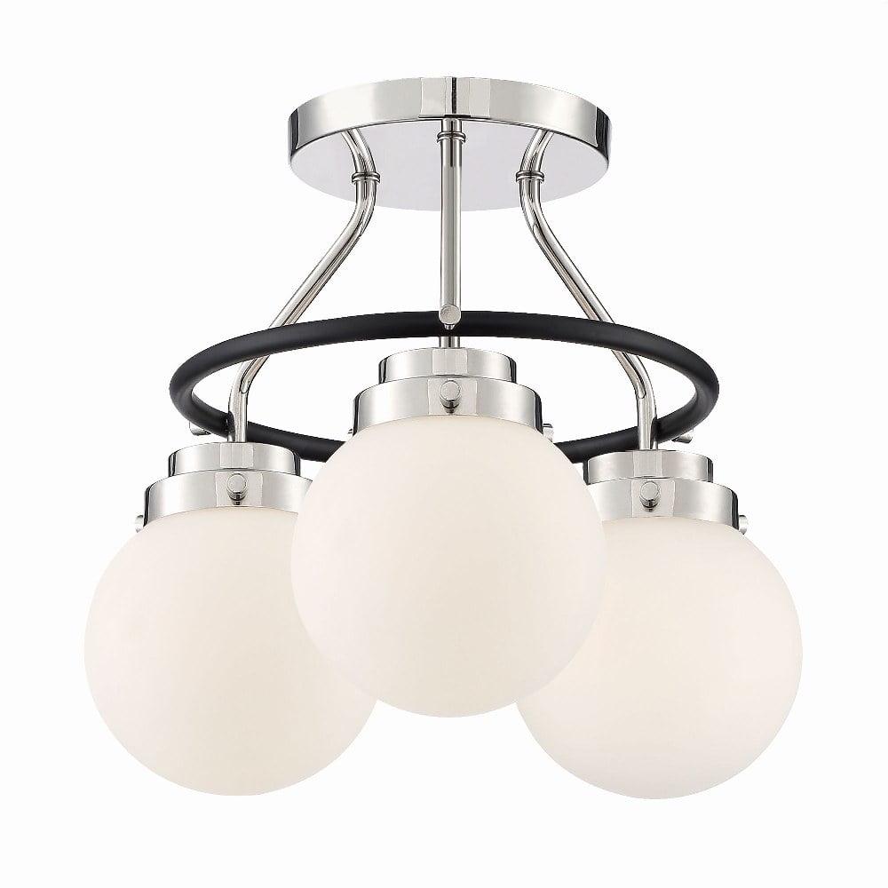 Designers Fountain Elle Polished Nickel 3 Light Semi Flush Mount Ceiling Light, D232M-SF-PN