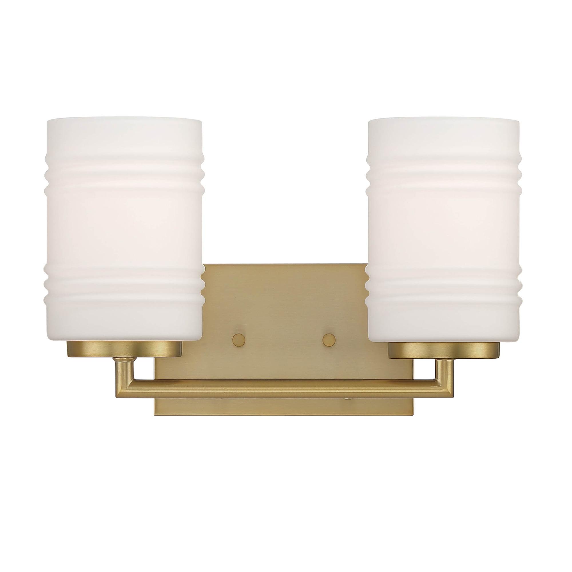 Designers Fountain Leavenworth 2 Light Brushed Gold Bathroom Vanity Light Fixture, D257M-2B-BG