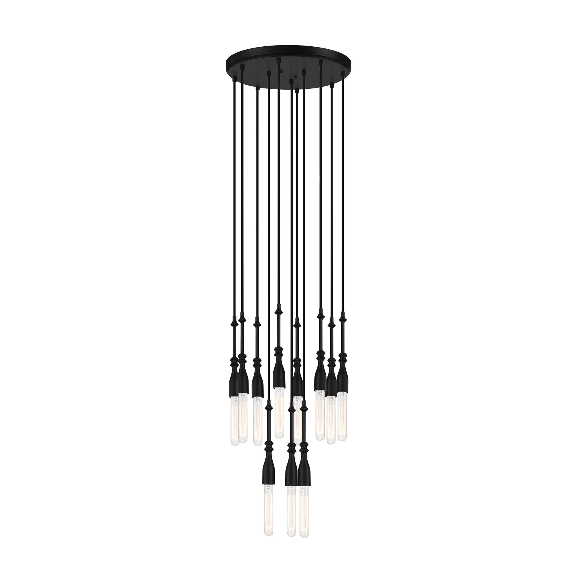 Louise Matte Black 11-Light Steel Chandelier