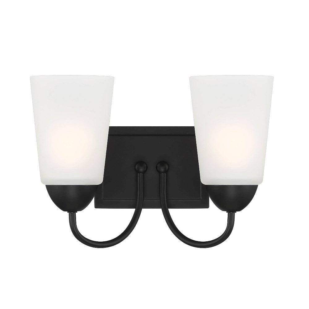 Designers Fountain Malone 2 Light Matte Black Bathroom Vanity Light Fixture, D267M-2B-MB