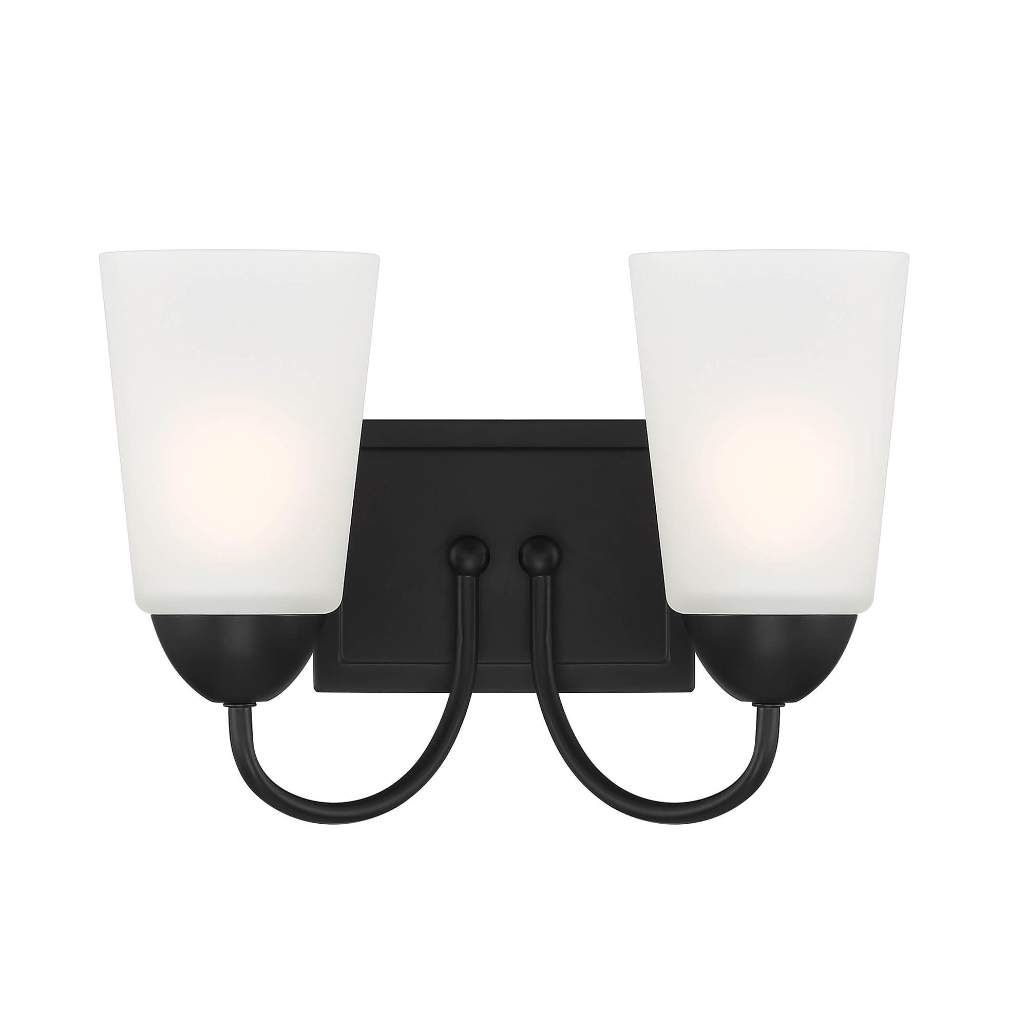 Malone Matte Black Transitional 2-Light Vanity Wall Sconce