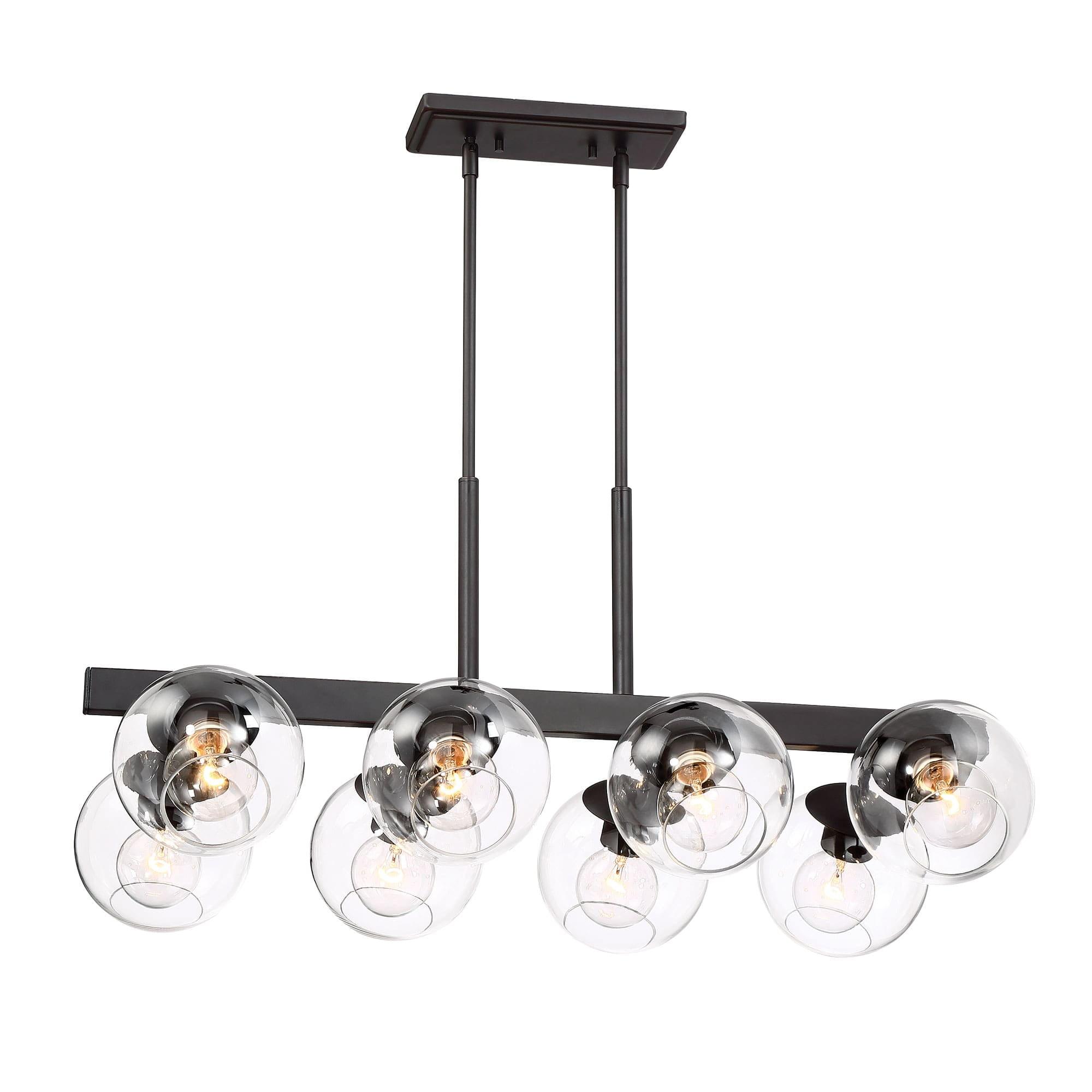 Meridian 8-Light Aged Bronze Linear Chandelier with Clear Glass Globes