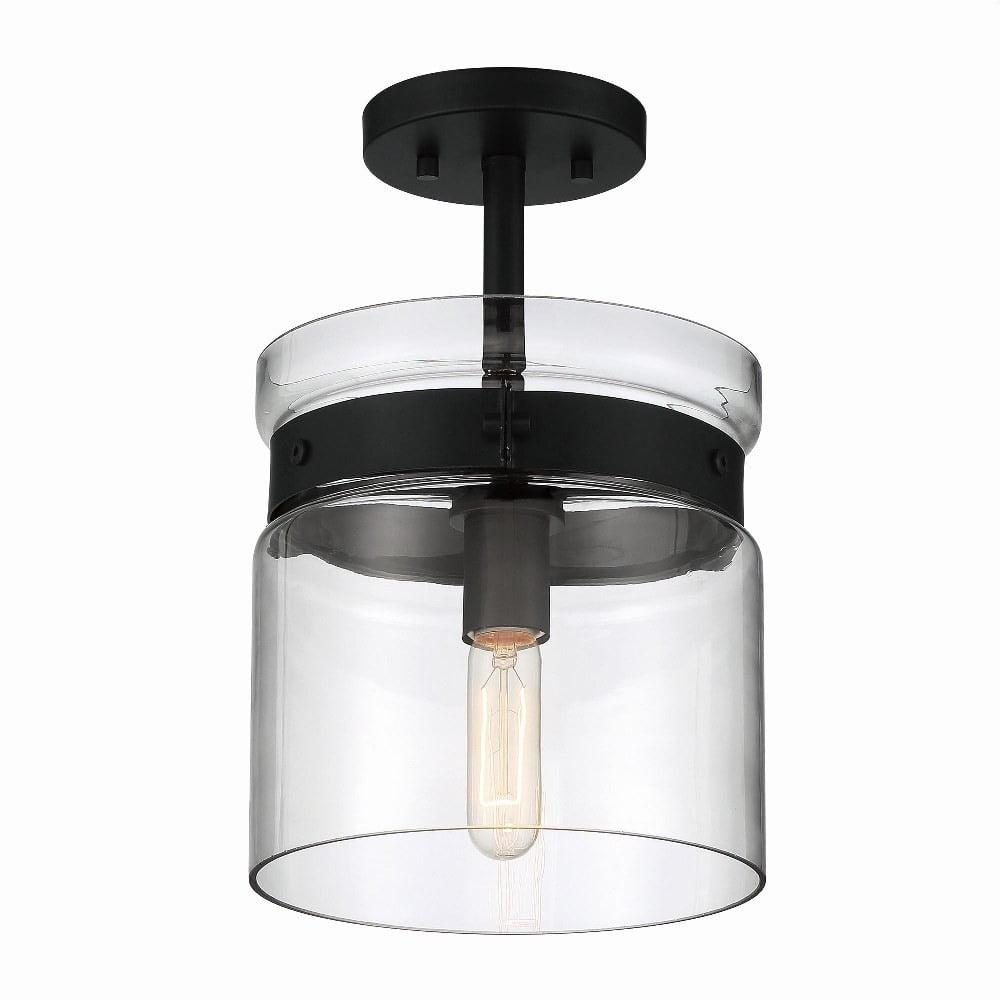 Midnight LA 14'' Matte Black Glass Semi-Flush Mount Ceiling Light