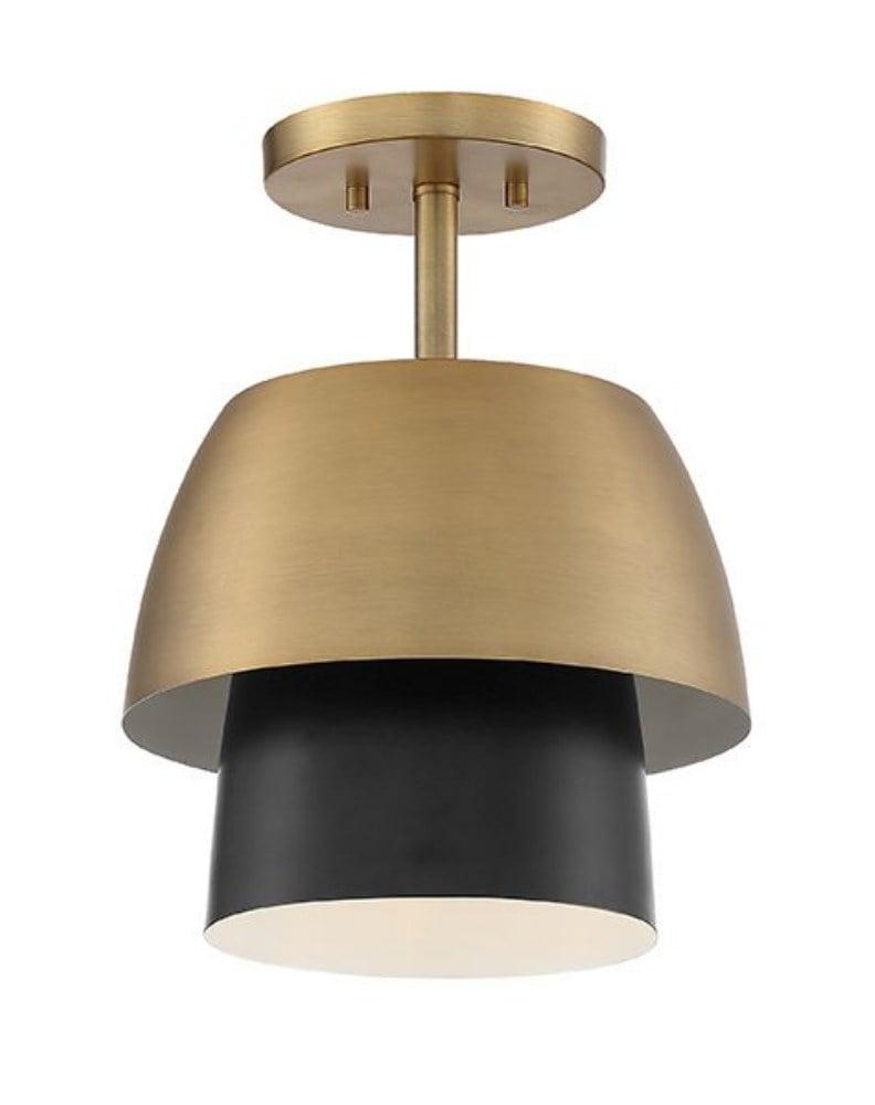 Moon Shadow 14" Matte Black and Brass Indoor/Outdoor Ceiling Light