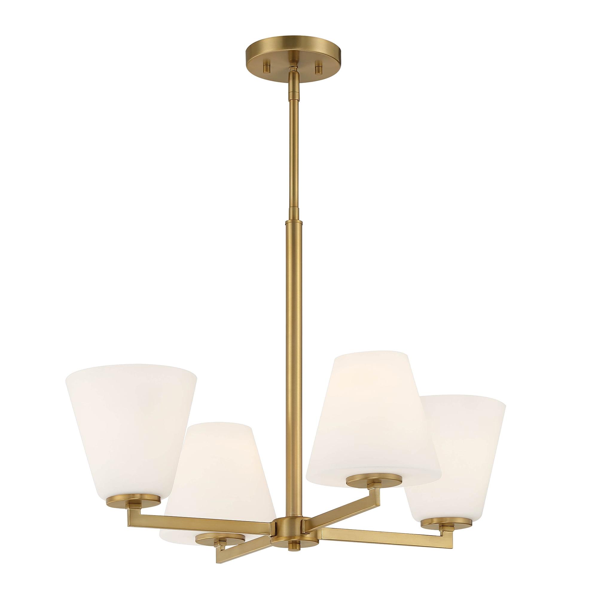 Palmyra Brushed Gold 4-Light Chandelier with Etched Opal Glass