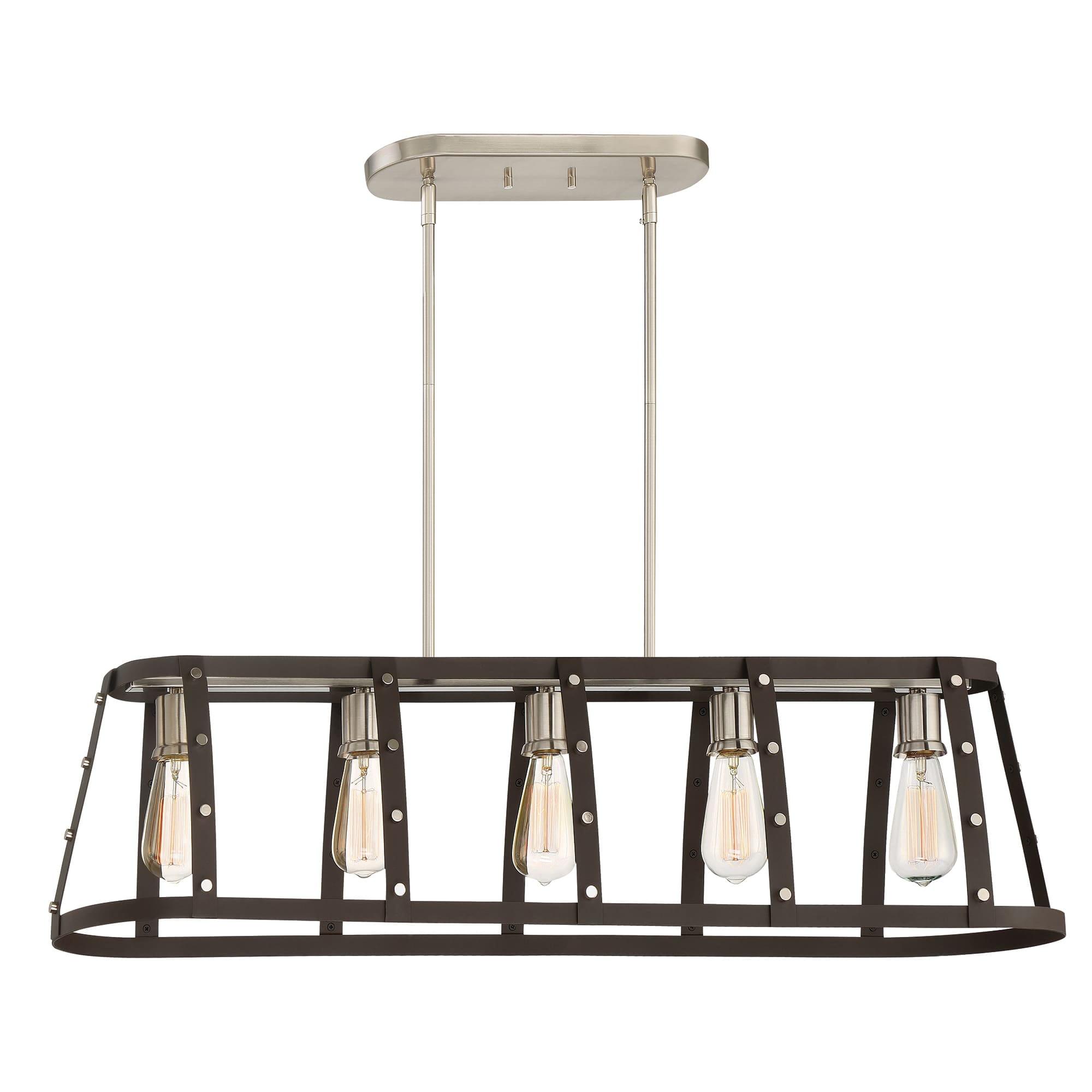 Rustique Modern Industrial Cage Linear Chandelier, 40"