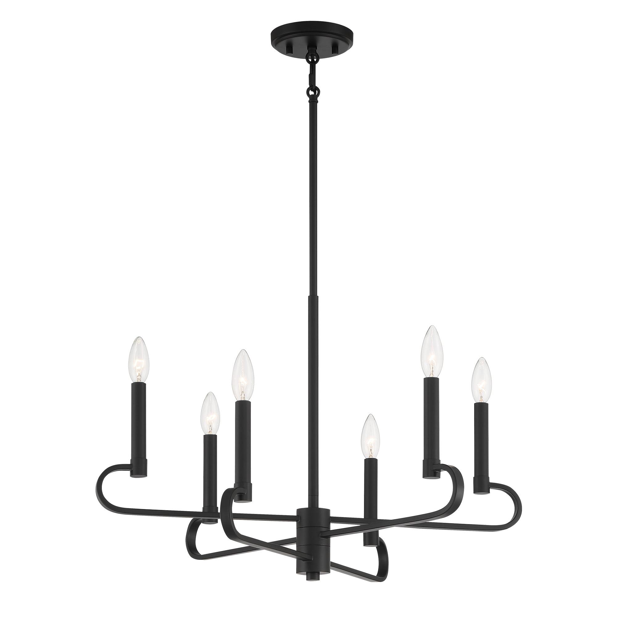 Summit 6-Light Candelabra Chandelier in Matte Black or Brushed Nickel