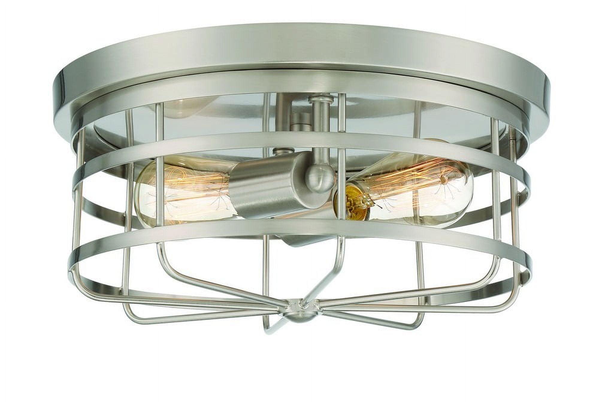 Tanner Transitional Industrial 2-Light Flush Mount in Satin Platinum