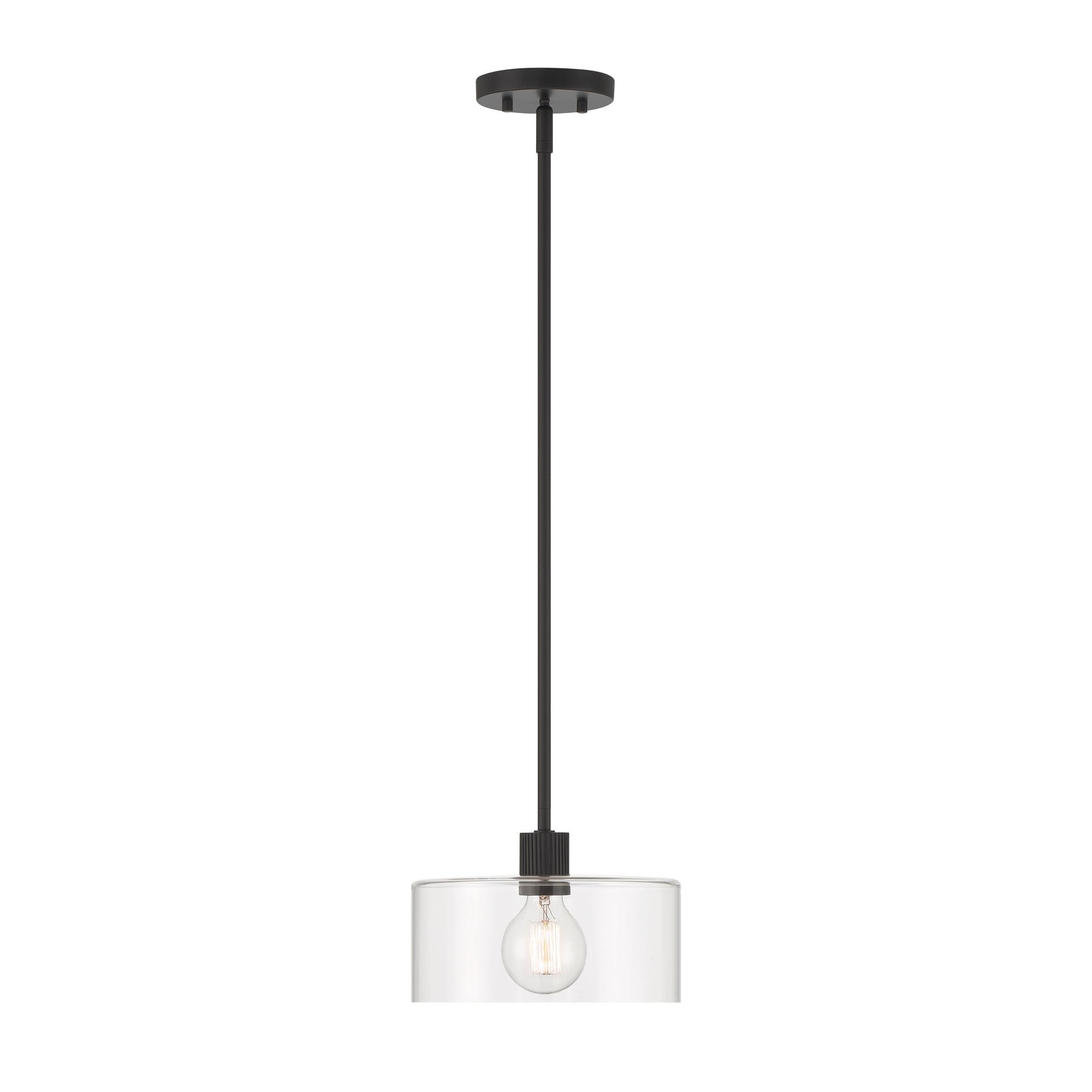 Vibrato Minimalist Matte Black Ribbed Glass Mini Pendant Light