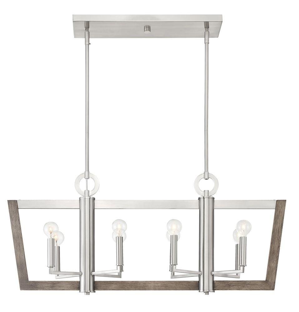 Mid-Century Urban Slate & Satin Platinum 8-Light Chandelier