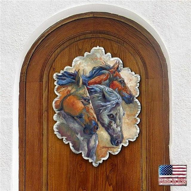 Designocracy 8591259W-JB 24 x 18 in. Let Them Run Horse Heads Wall Art