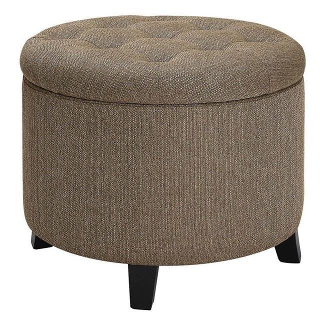 Convenience Concepts Designs4Comfort Round Storage Ottoman, Sandstone Fabric