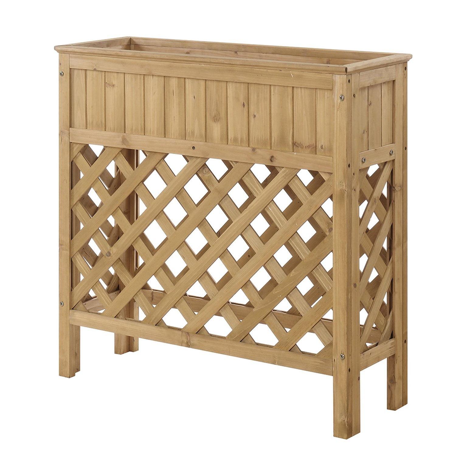 Weathered Cedar Elevated Garden Planter for Patio and Deck