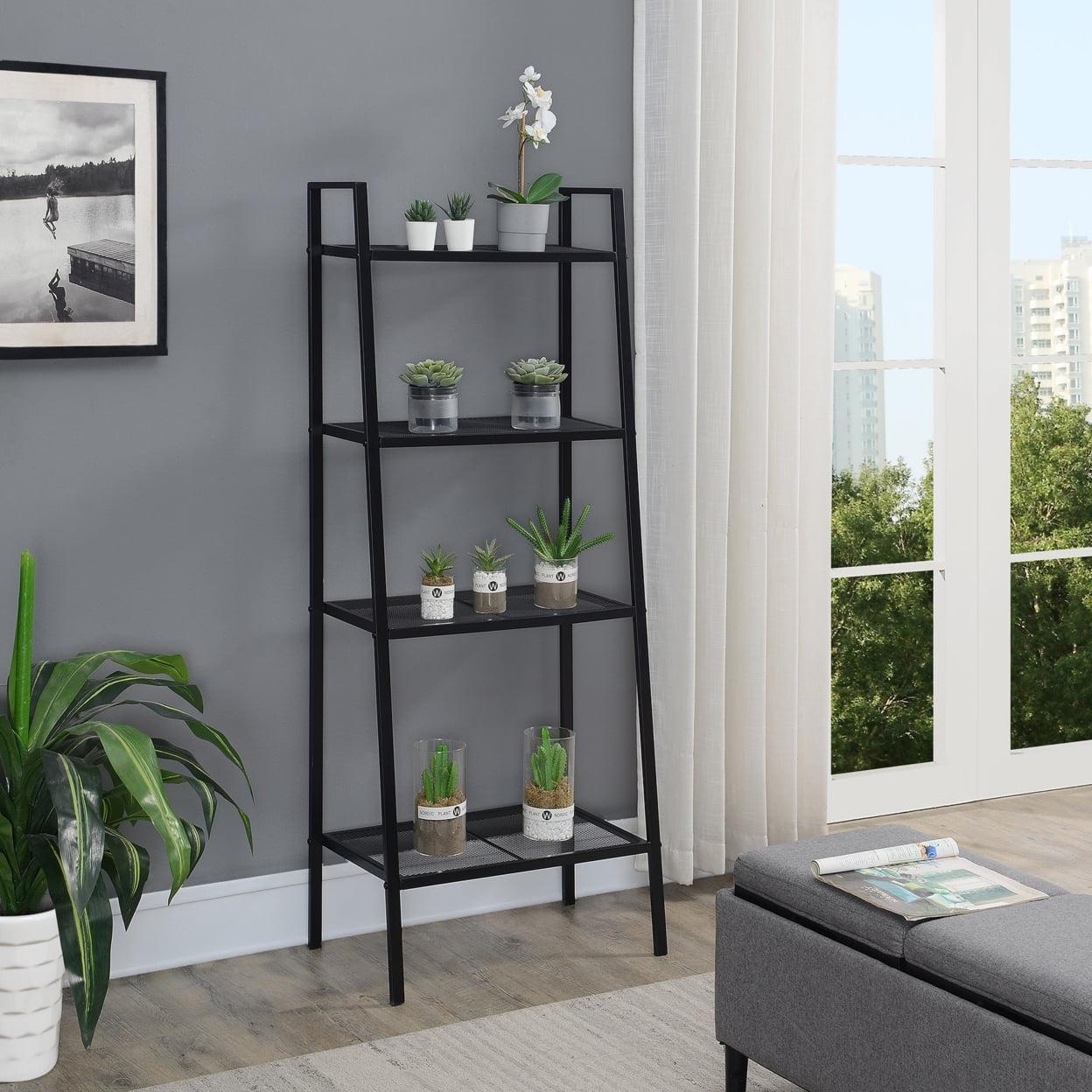 Modern Black 4-Tier Powder Coated Metal Plant Stand