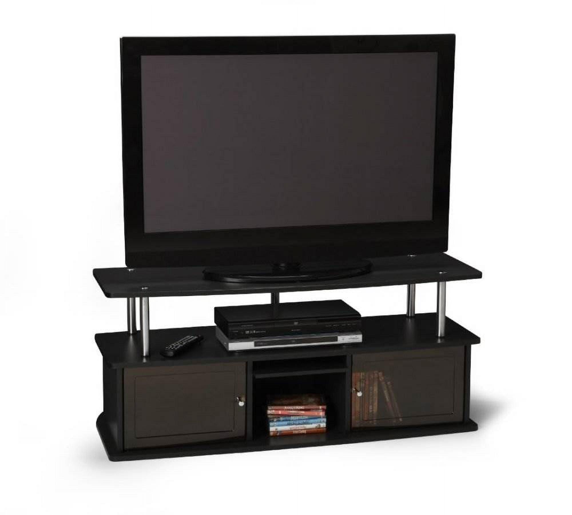 Black Particleboard TV Stand with Cabinets and Shelf, 48 Inch