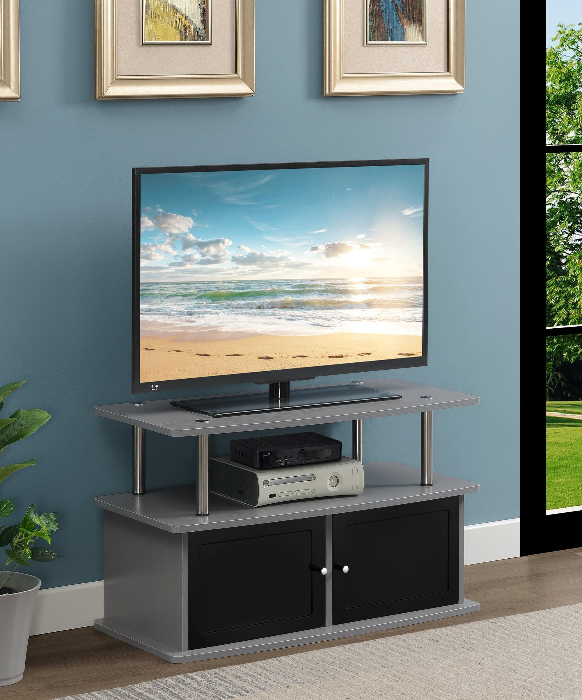 Slate Gray Woodgrain 36" TV Stand with Dual Storage Cabinets