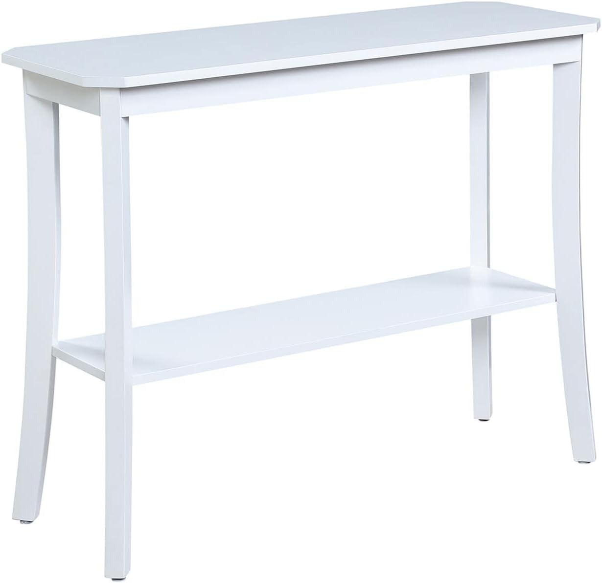 White MDF Console Table with Storage Shelf, 38"