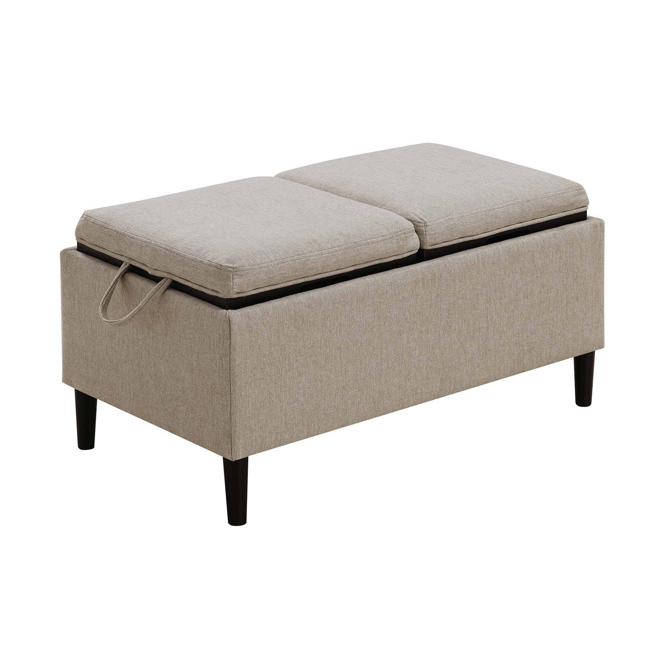 Designs4Comfort Magnolia Storage Ottoman with Trays Soft Beige Fabric