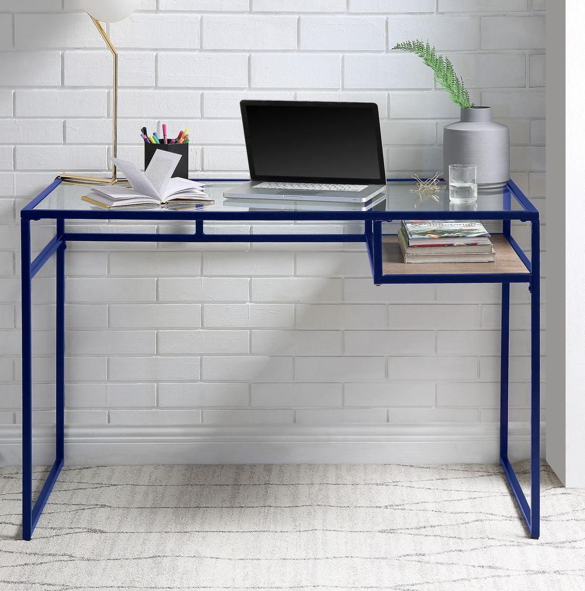 Desk, Blue & Glass Work Surfaces