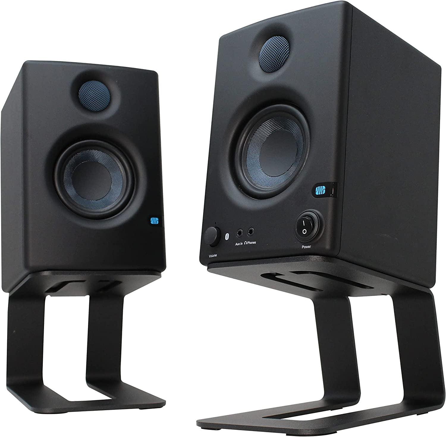 Black Aluminum Desktop Speaker Stands with Rubber Feet