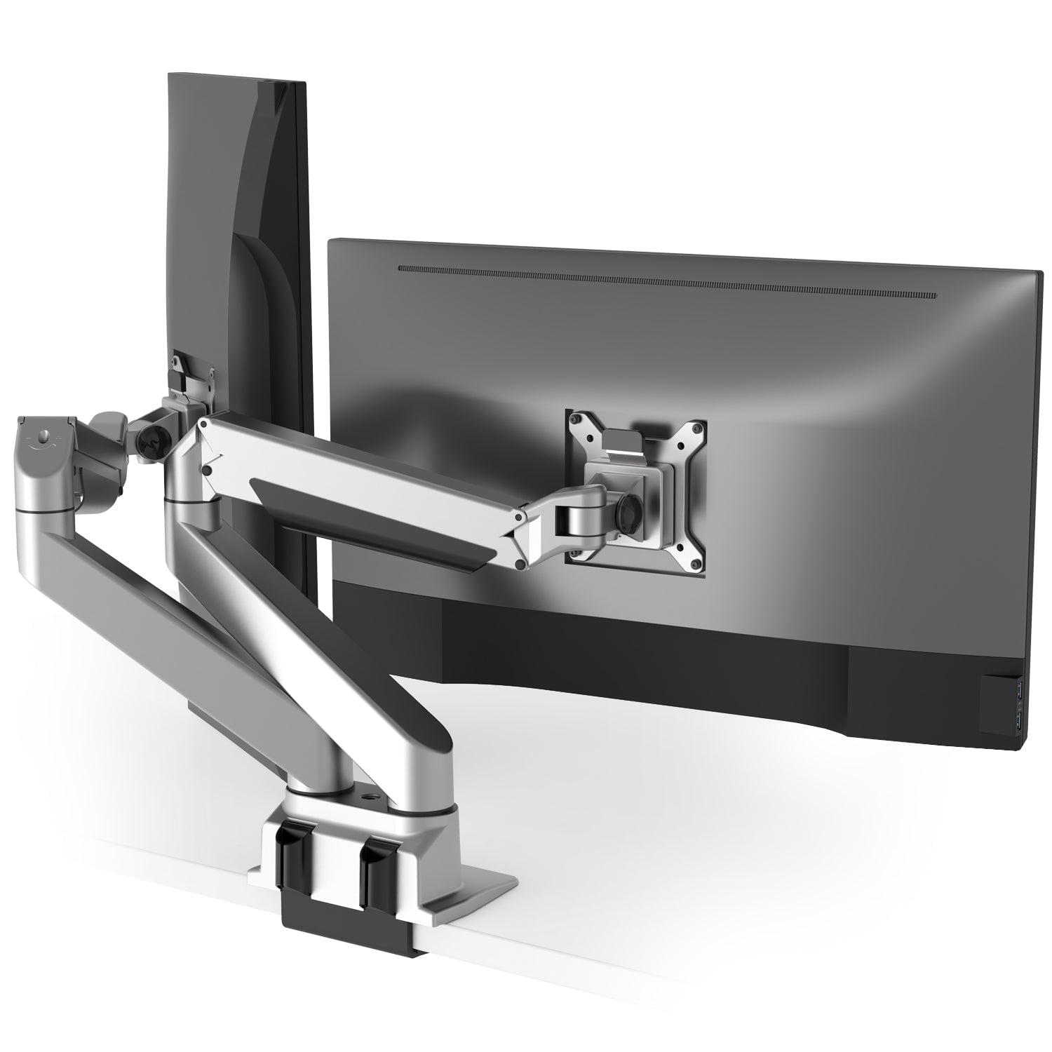 Silver Adjustable Dual Monitor Arm Desk Mount