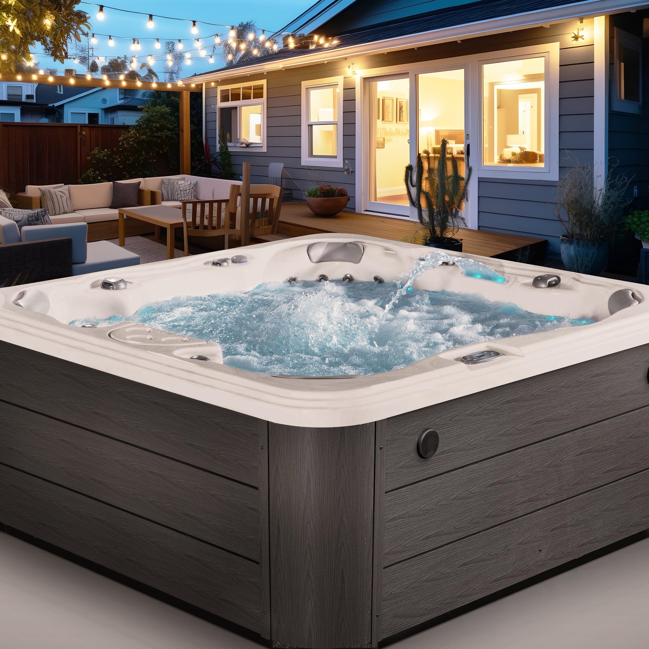 Destination 6-Person 59-Jet 80-Port 4-Pump Non-Lounger Hot Tub Spa with Bluetooth, Stainless Steel Heater, Programmable LED Lighting, Insulated Cover Included