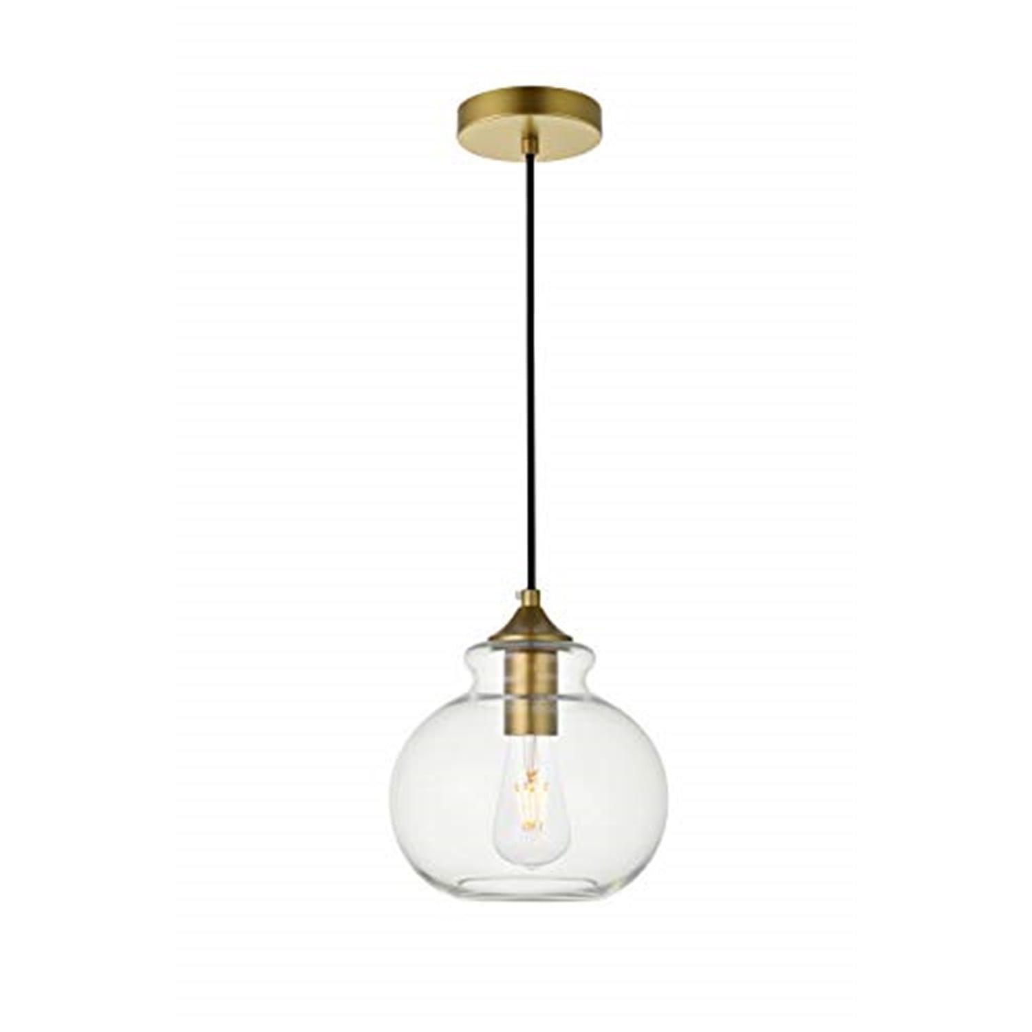 Elegant Lighting Destry 1 Light Brass Pendant With Clear Glass