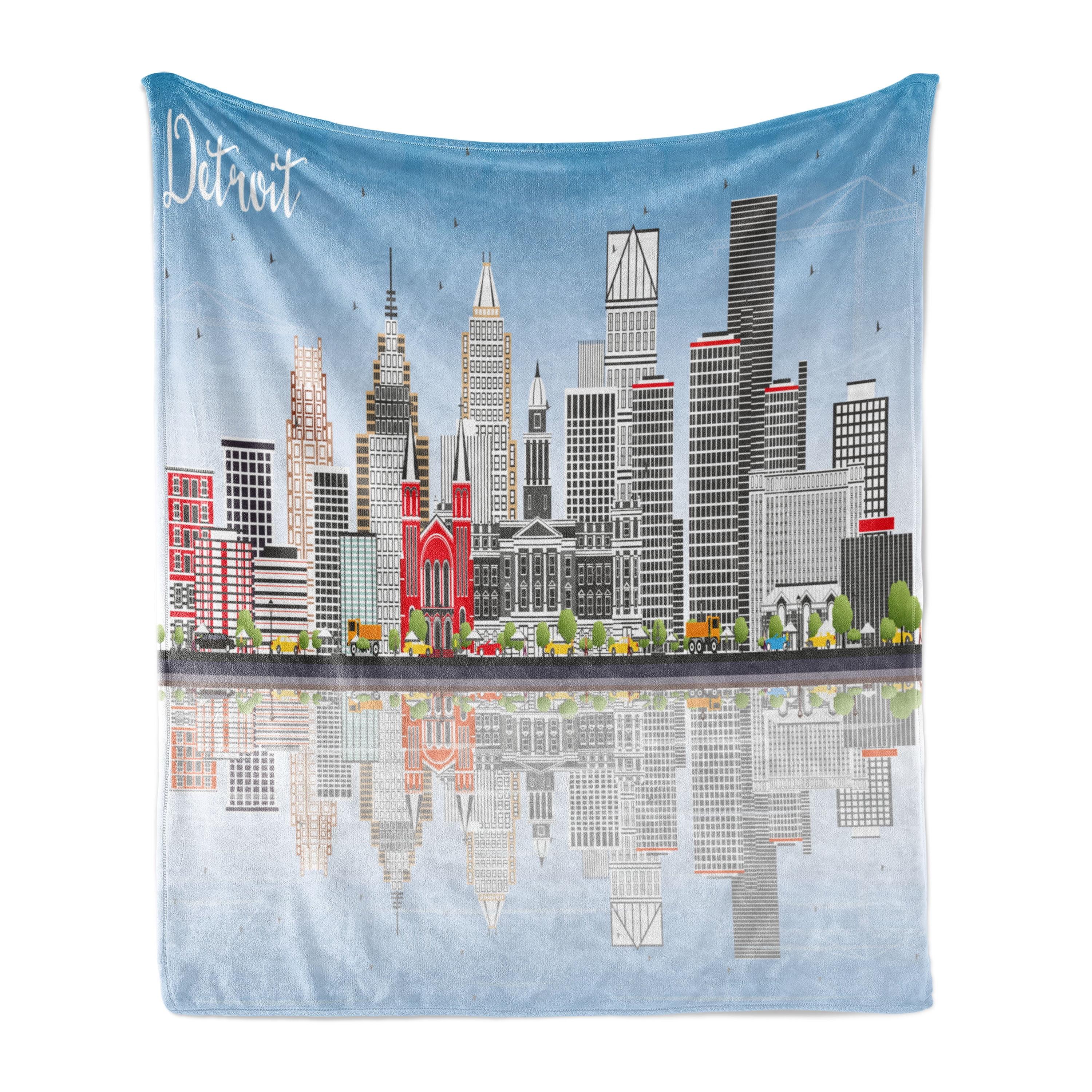 Detroit Skyline Multicolor Fleece Throw Blanket 50" x 60"