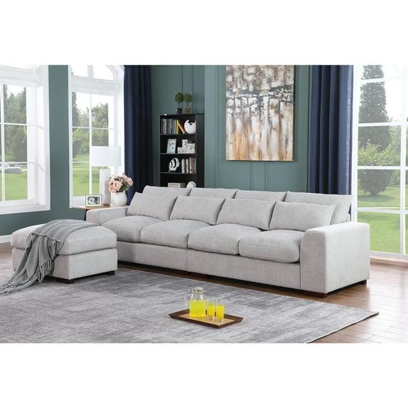 Ivy Bronx Biaggio Linen Blend Sectional with 2 Ottomans,Sectional Couch