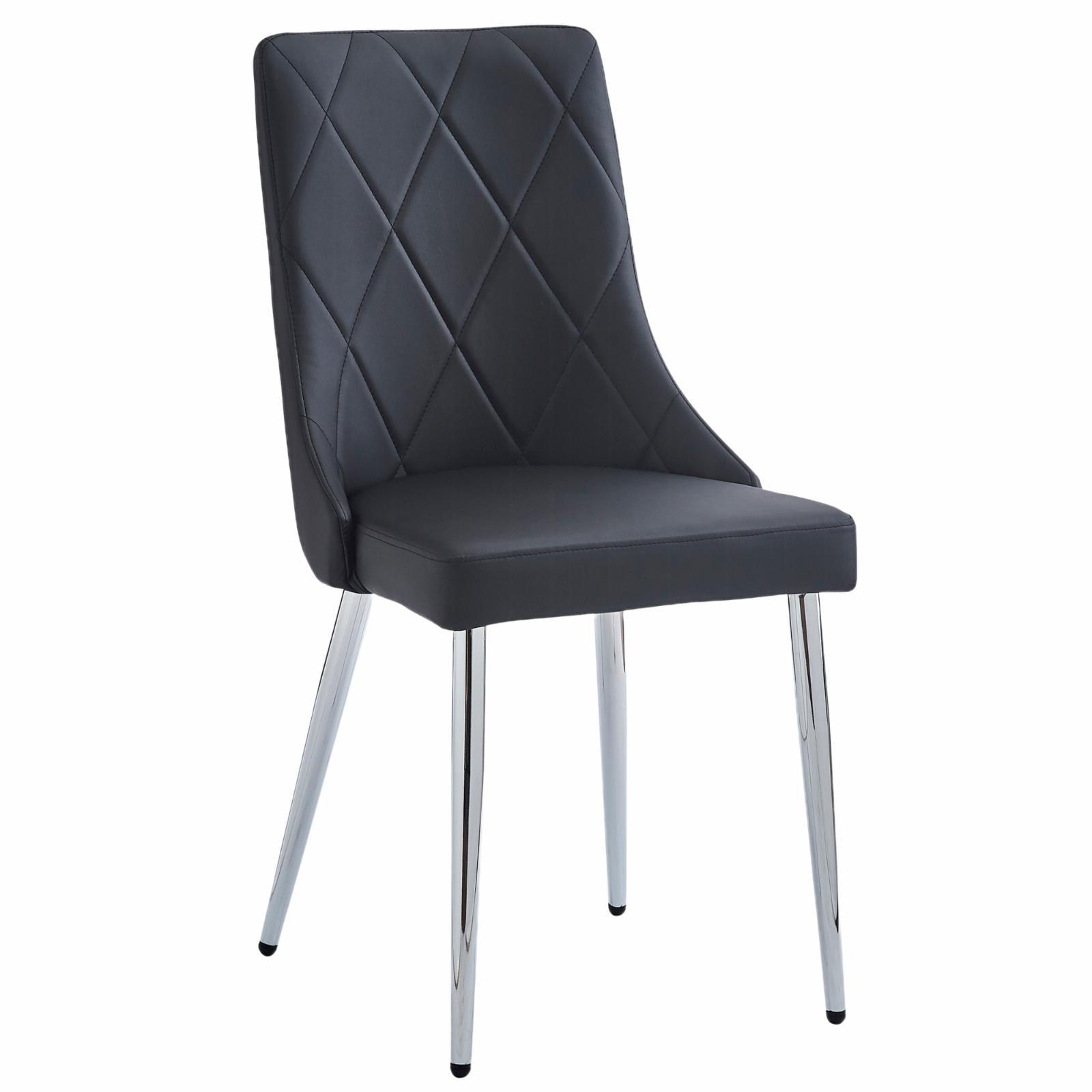 Sophisticated Black Faux Leather and Wood Side Chair