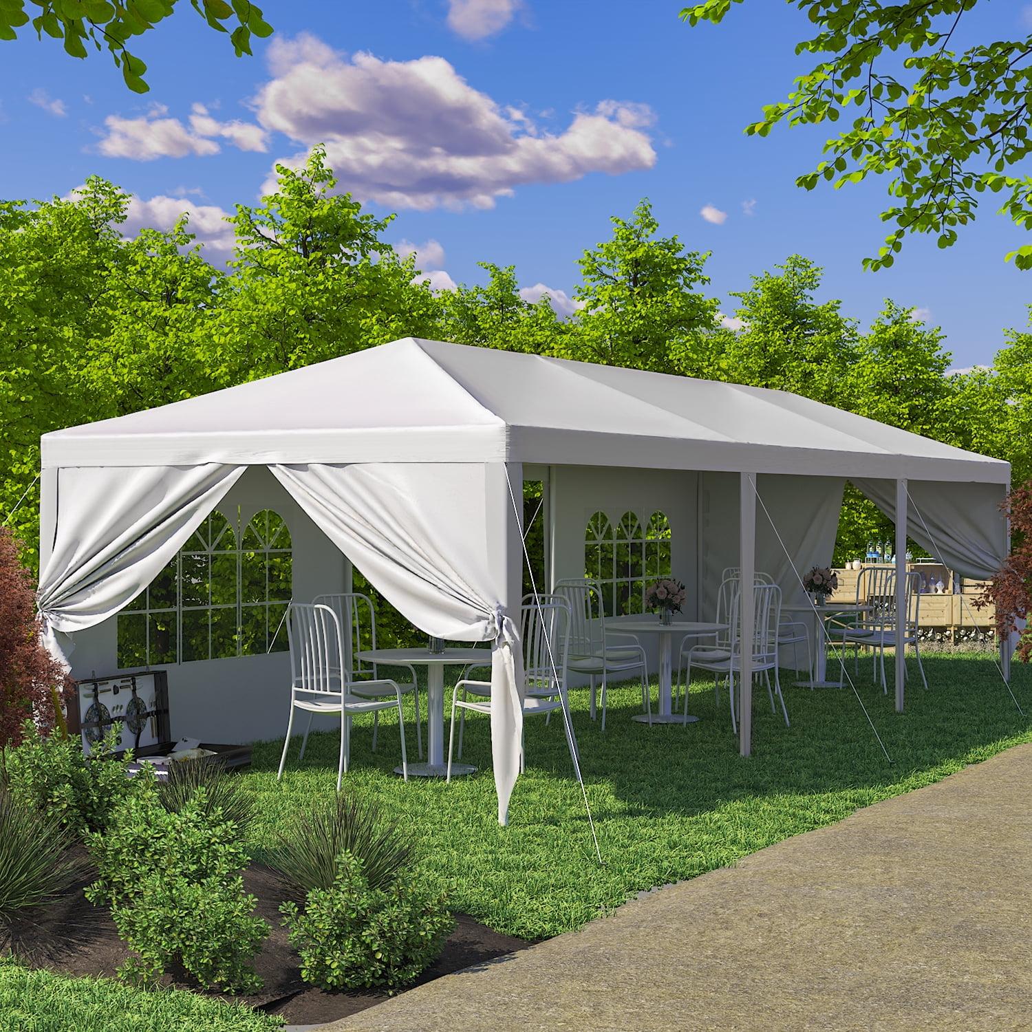 White 10' x 30' Steel Frame Outdoor Canopy Tent