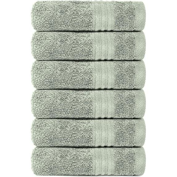 Dewall Maisons Luxurious Soft Green 6-Piece Hand Towel Set - 100% Cotton, Perfect 16" x 28" Size - Ultra-Soft, Highly Absorbent, Ideal for Body, Face, Hands - Enhance Your Bathroom's Style