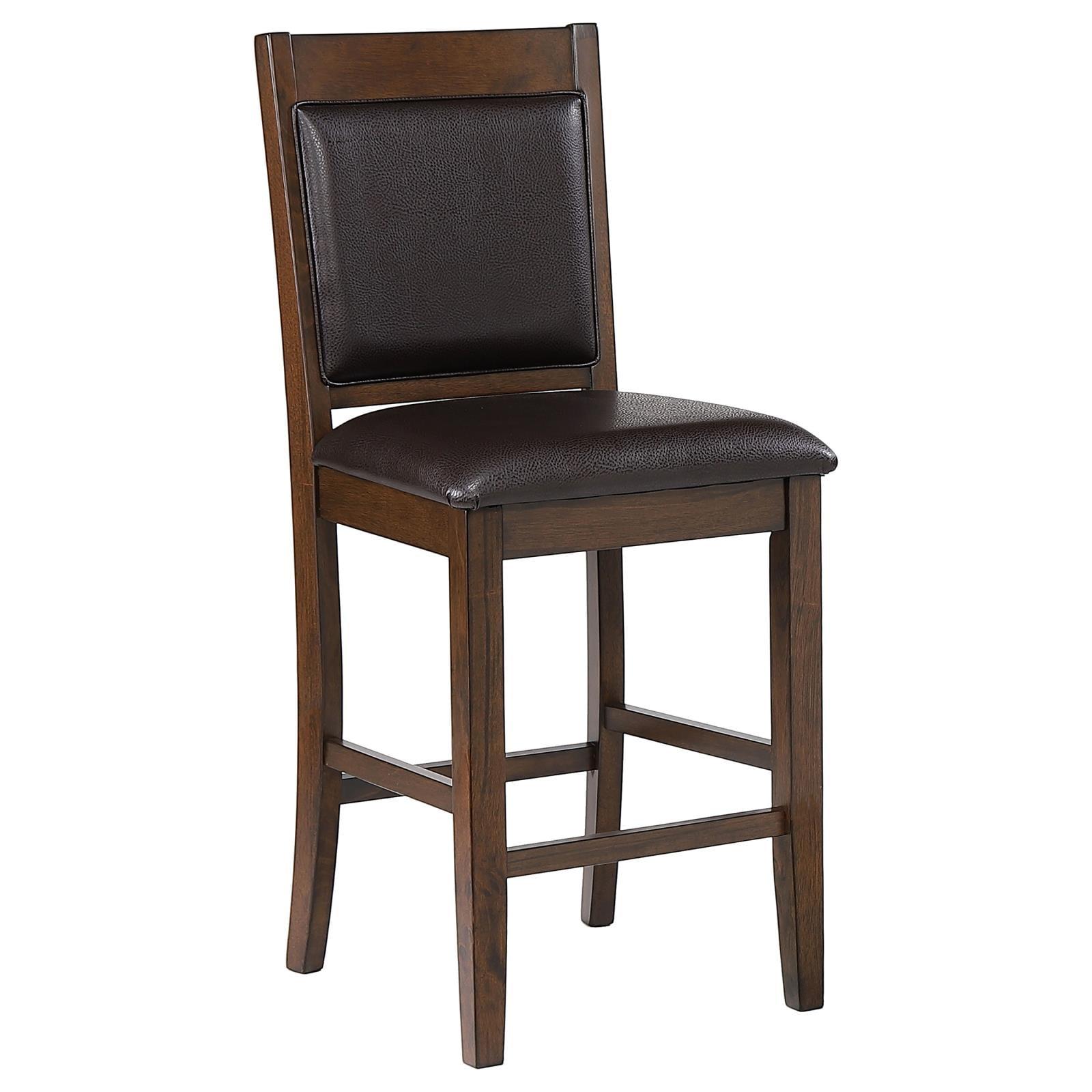 Walnut and Brown Faux Leather Transitional Counter Stool