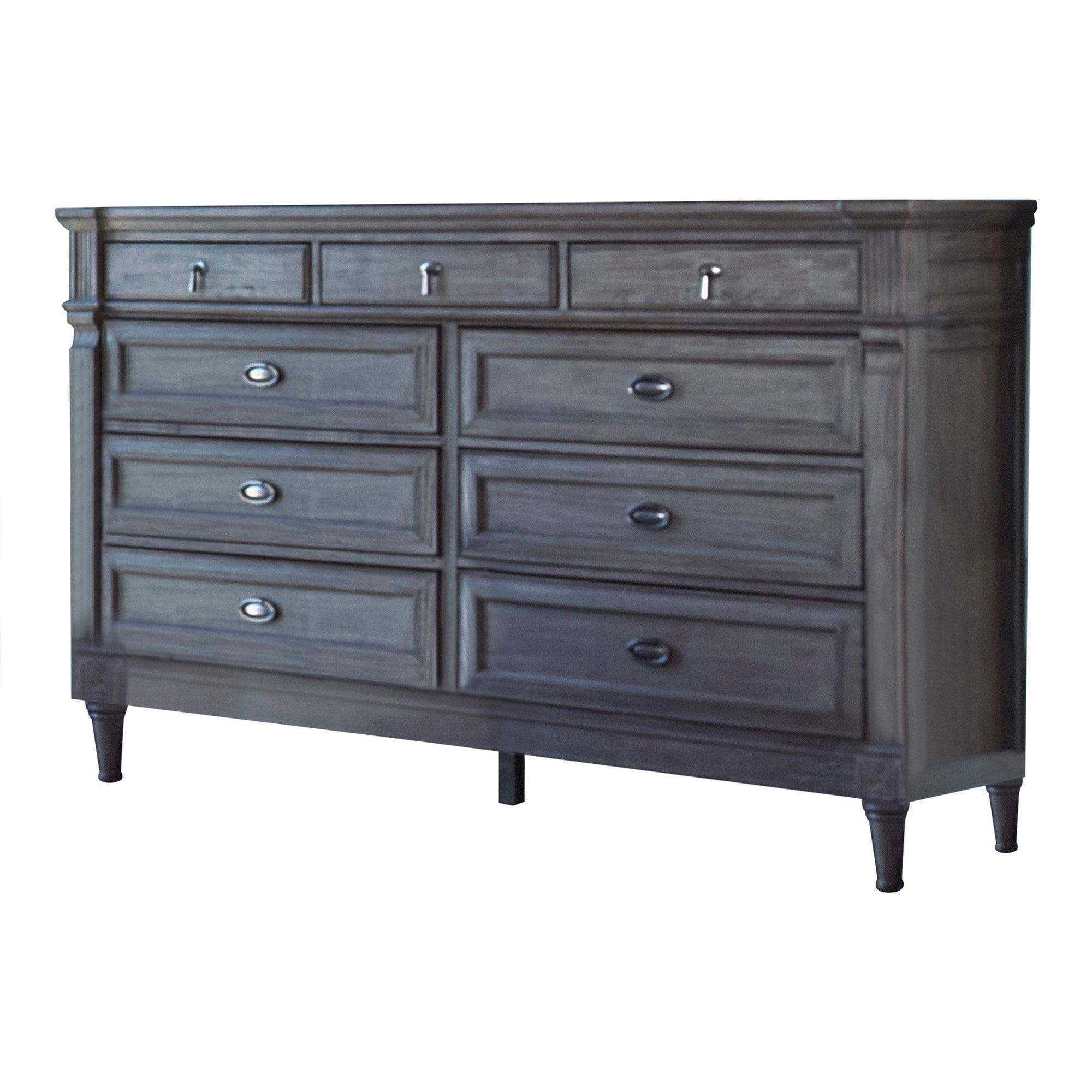 Dexi Mid-Century 65" Dresser with Felt-Lined Jewelry Drawer in Gray
