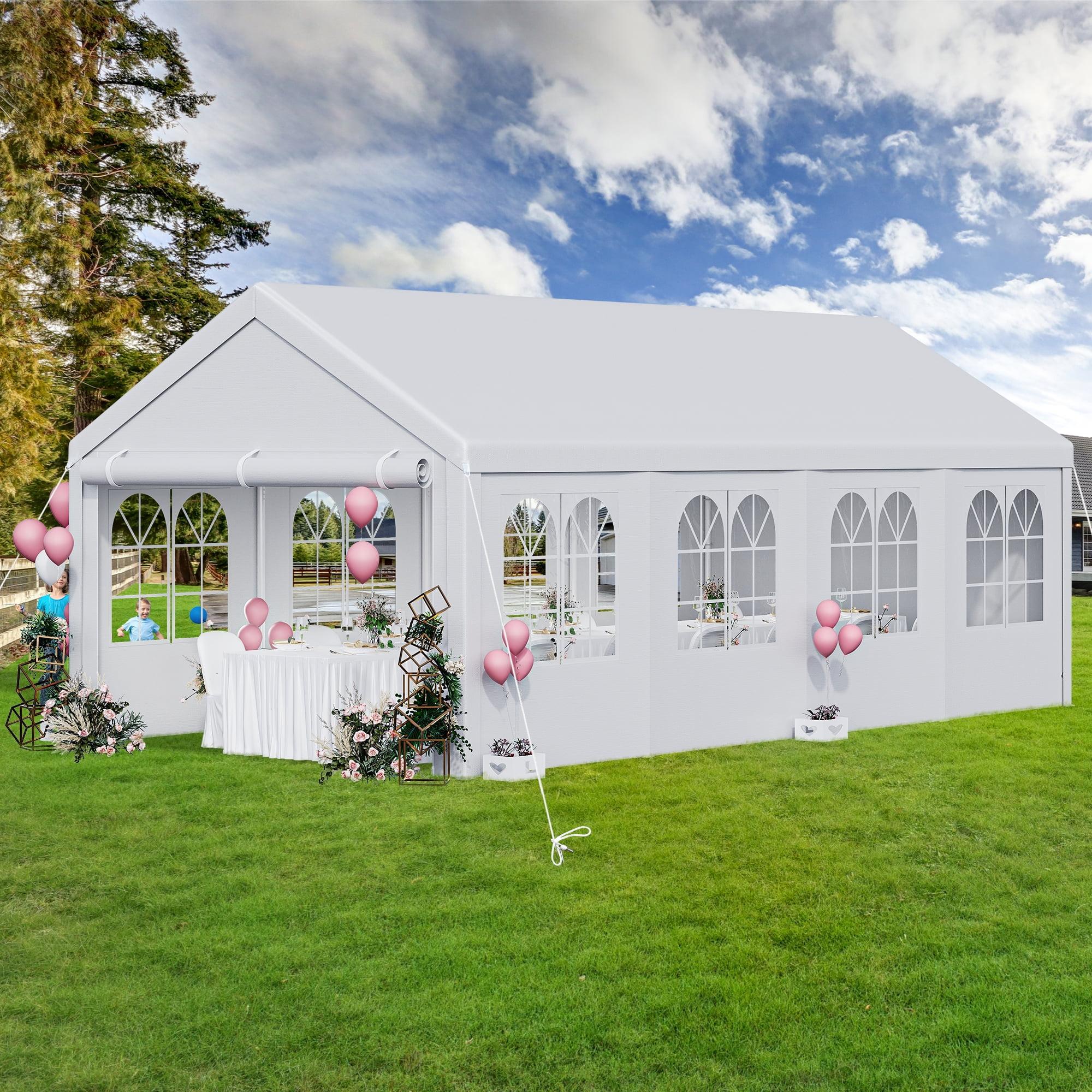 White 13' x 26' Heavy Duty Outdoor Party Tent with Removable Sidewalls