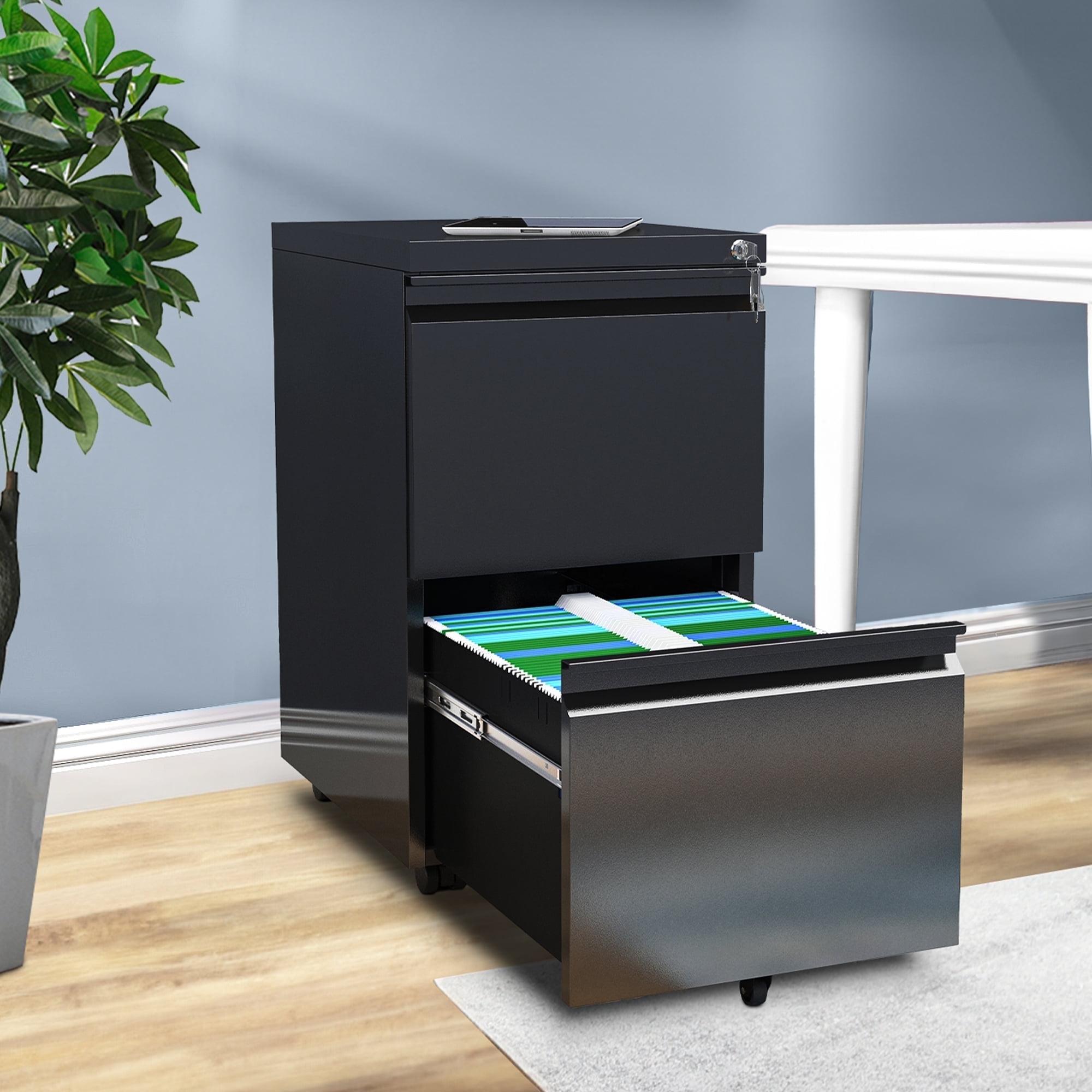 15.4" Wide 2 Drawer Lockable Mobile Steel Vertical File Cabinet with Lock for Home Office