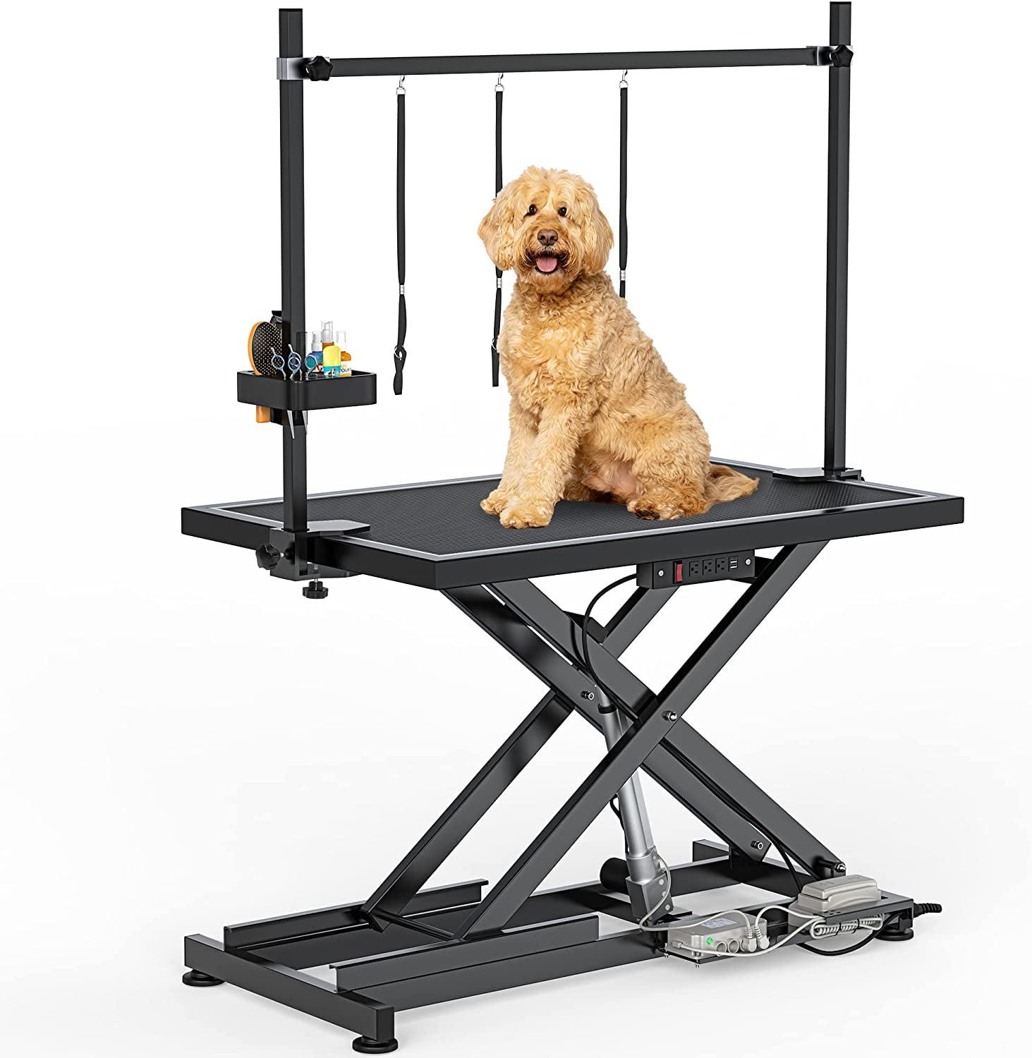 DWVO 50'' Black Electric Dog Grooming Table with Adjustable Arm