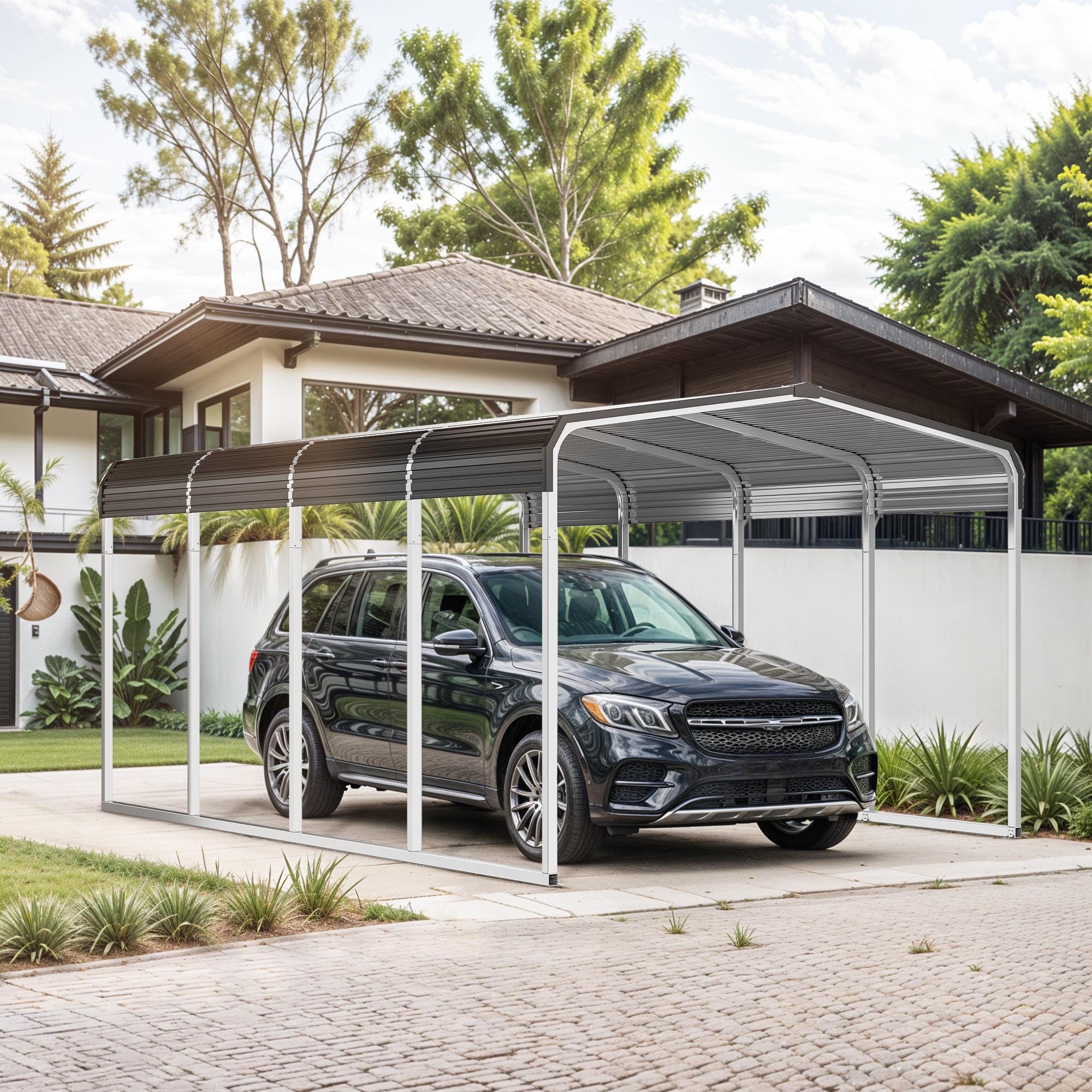 Heavy Duty 10' x 15' Gray Metal Carport Shelter