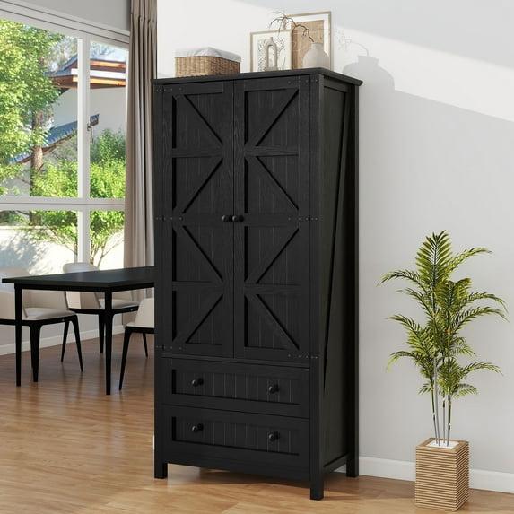 Gracie Oaks Gracie Oaks 64.5'' H Farmhouse Kitchen Pantry Cabinet With Drawers & Adjustable Shelves